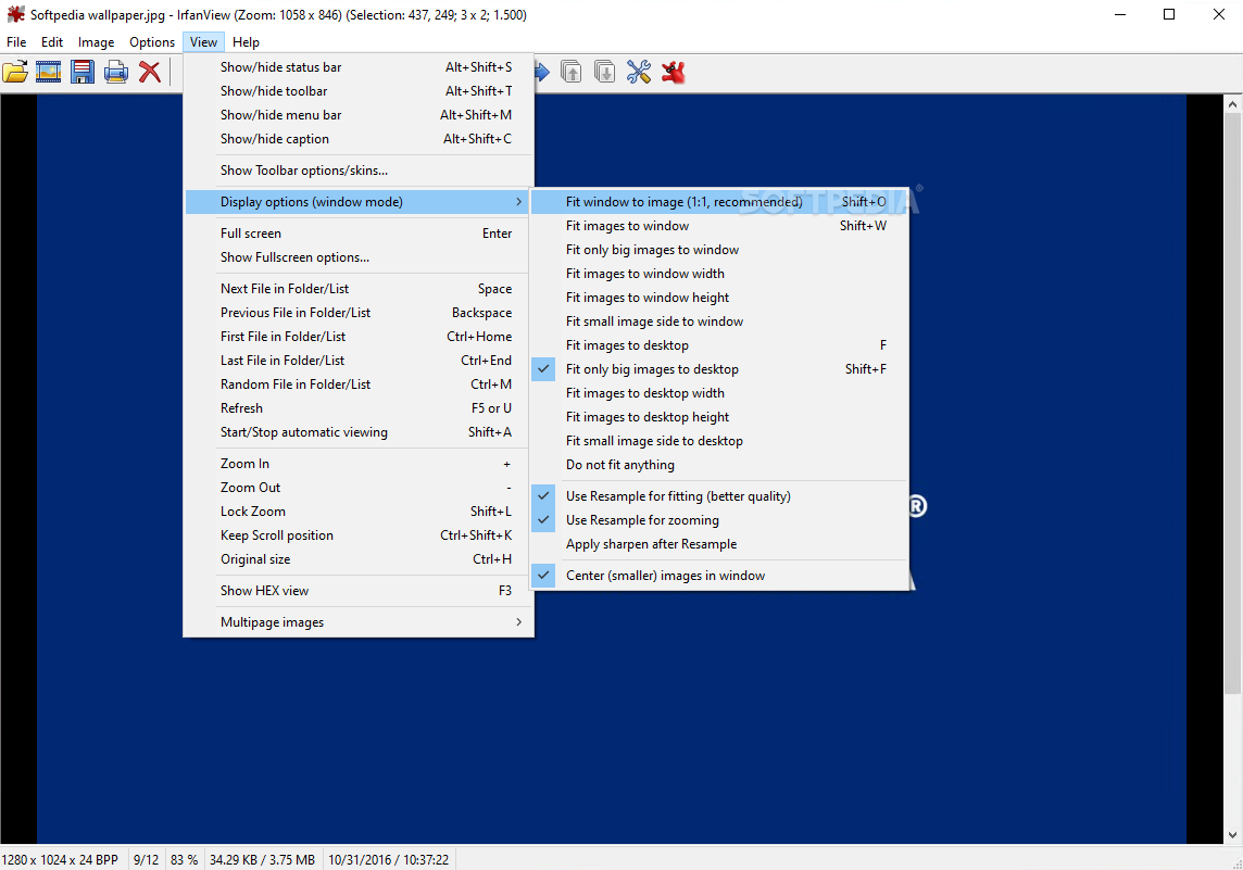 IrfanView batch processing dialog